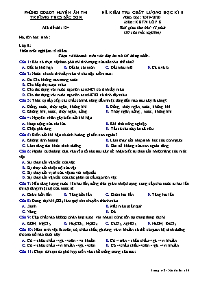 Đề kiểm tra chất lượng học kỳ II môn Hóa học Lớp 8 - Mã đề thi 134 - Năm học 2019-2020 - Trường THCS Bắc Sơn